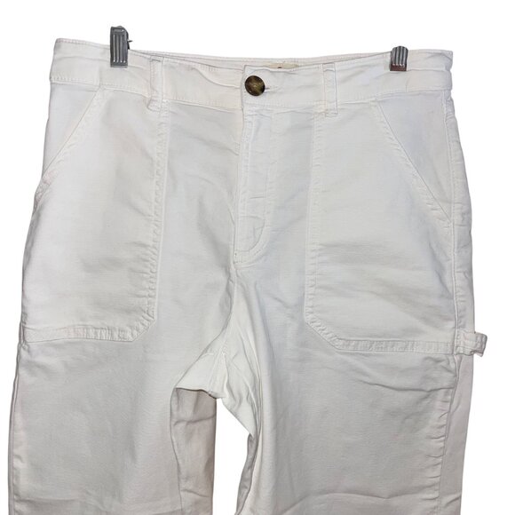 Marine Layer Women Pant Size 8 White Maya Slim Straight Utility Stretch 14934 - Picture 3 of 11